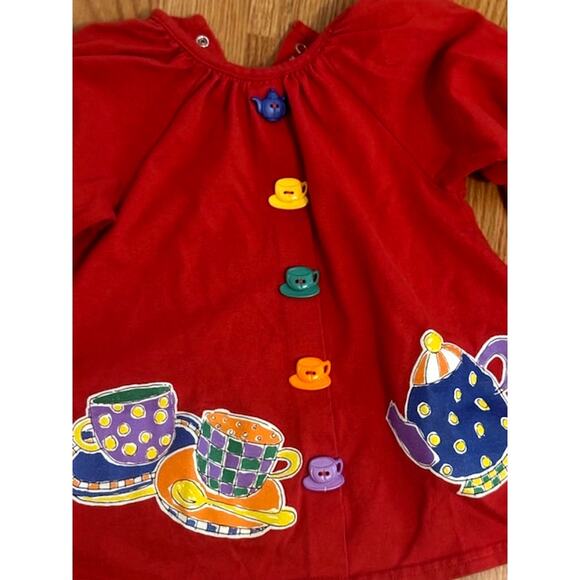 RARE Vintage Buster Brown Girls Red Tea Cup Button Shirt 4T - Picture 4 of 7